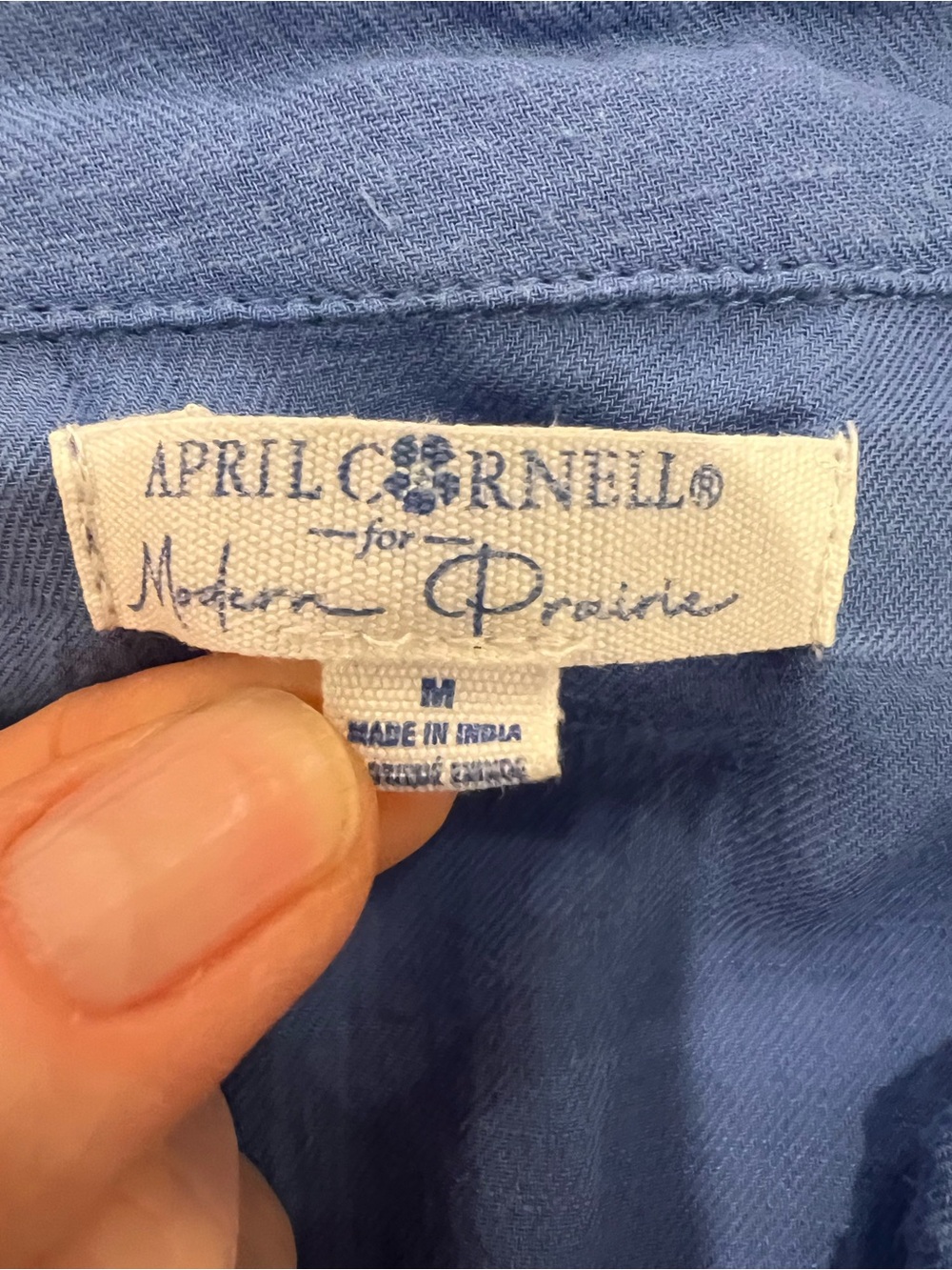 April Cornell Modern Prairie Dress Medium Blue Embroidered Button Front Cottage - Picture 10 of 14